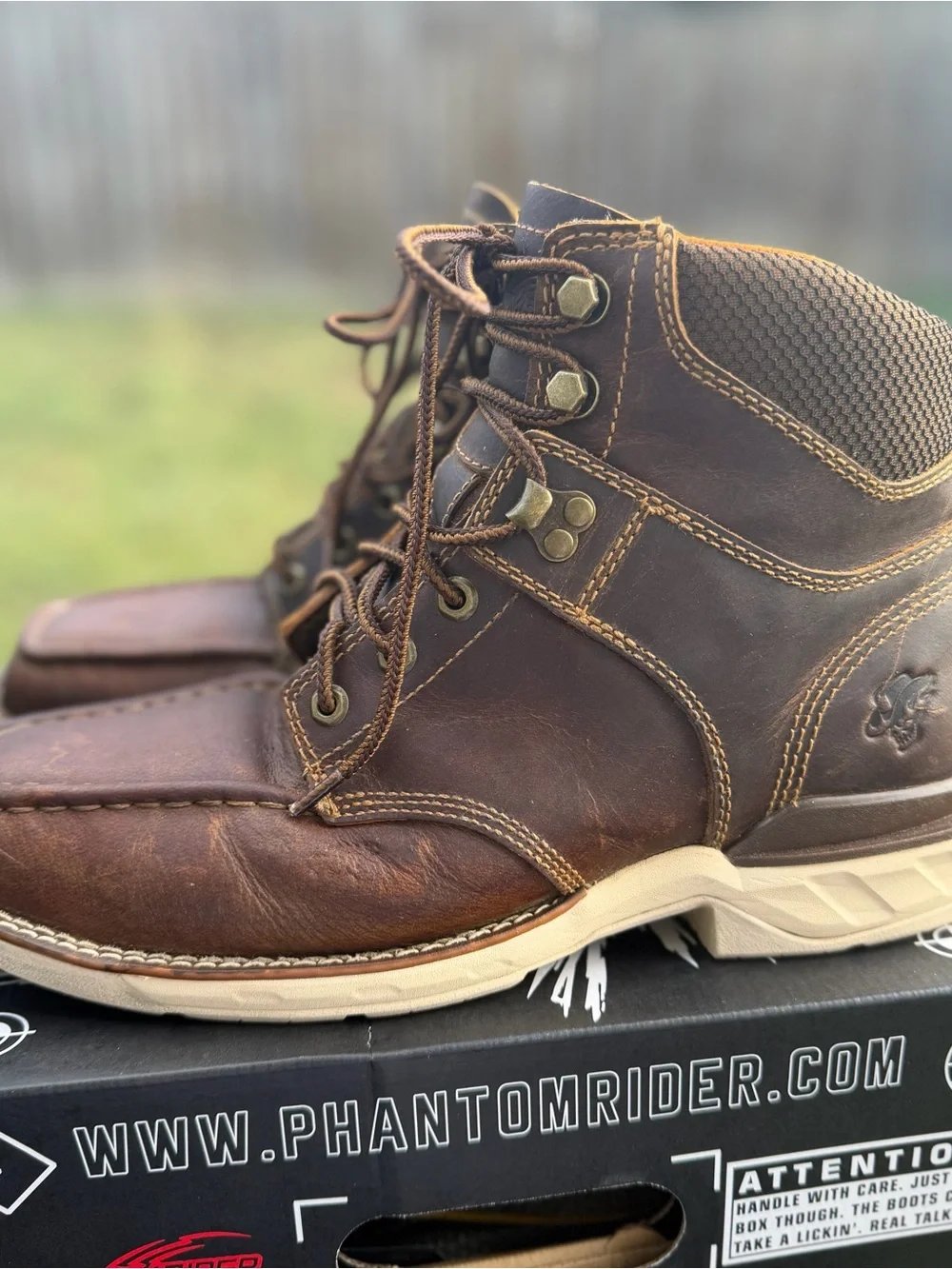 Phantom Rider DH5375 Men’s Brown Leather Work Boots Size 10D
